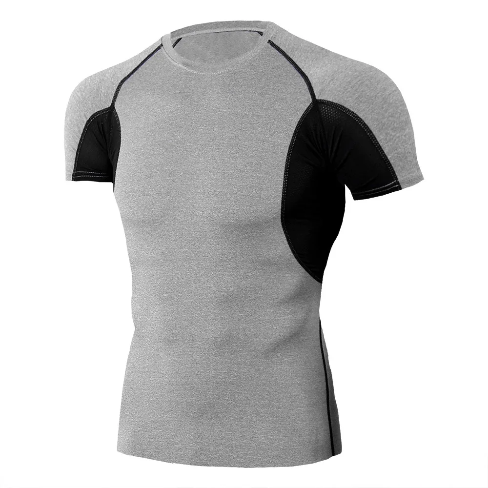 Camisetas negras de compresión para hombre, de manga corta Camiseta  deportiva para correr, de secado rápido