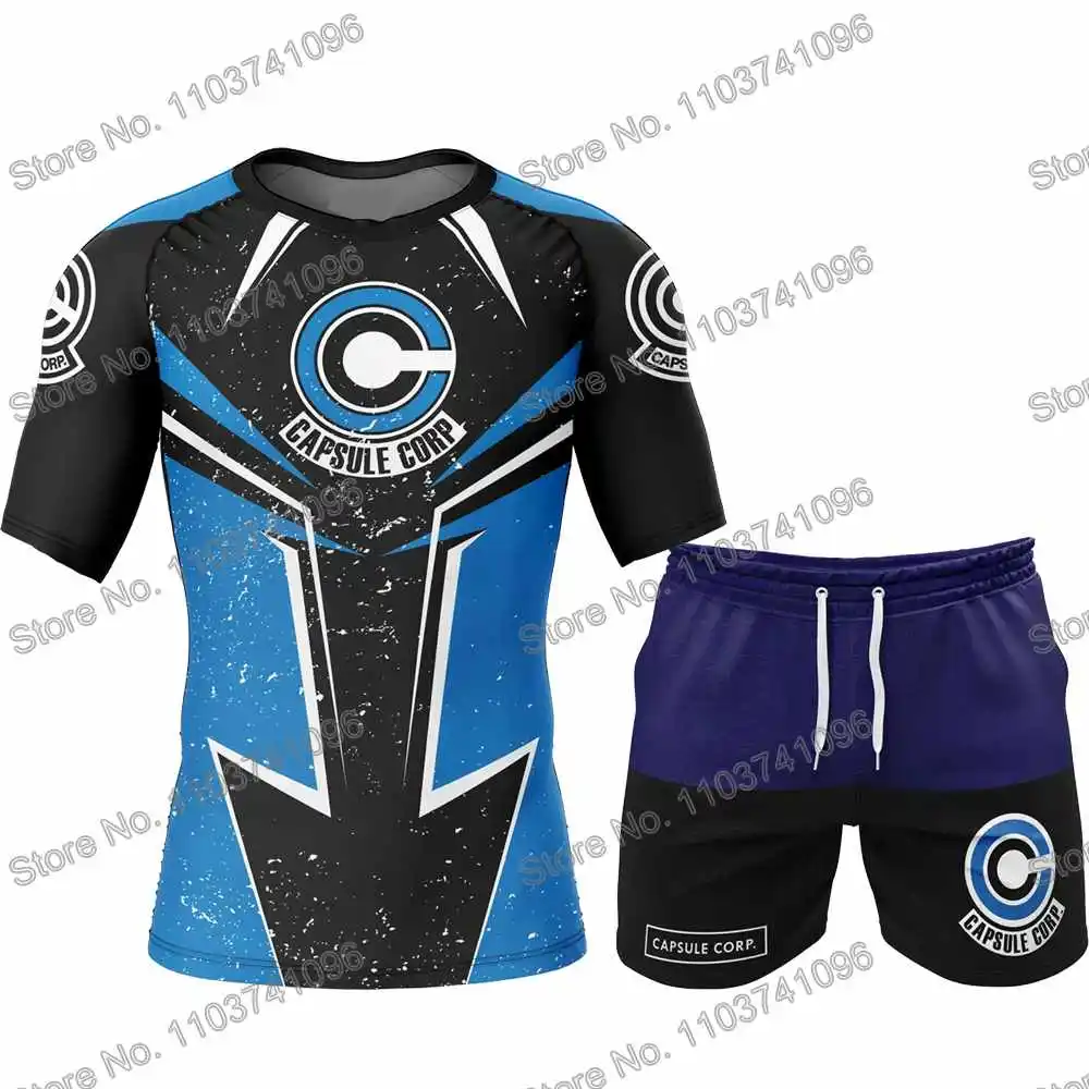 Pink Set Rash Guard Diving T-Shirt Shorts BJJ Boxing MMA Swimwear Men Summer Short Sleeve Surf Clothing Women GYM Tops Sports