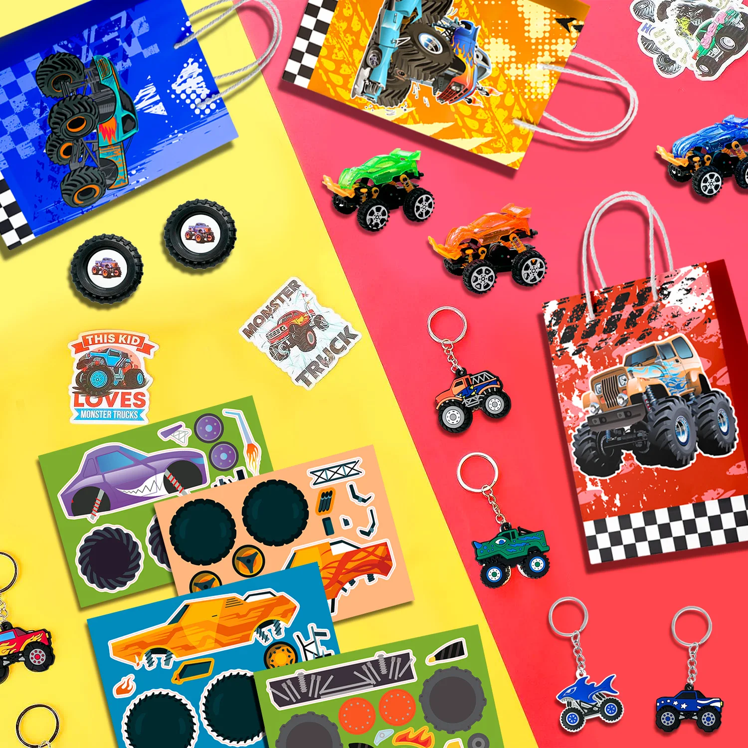 Monster Truck Favors, 110pcs All-In-One Mini Monster Trucks Party Favors Pack Truck Birthday Party Favors for Boys Kids