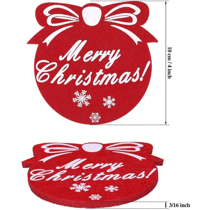 1/6PCS Christmas Circular Coaster Shape of Snowflake Christmas Tree Felt Cup Mat X-mas Party Decoration Table Accessories Pad