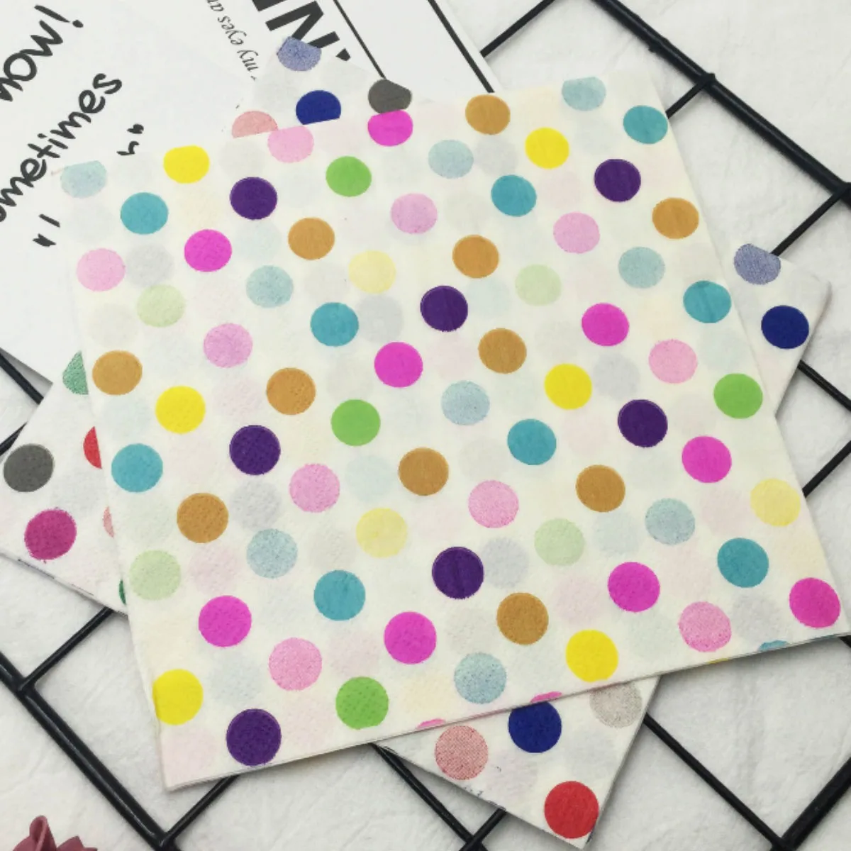 10/20pcs/Pac New Colourful Dot Napkins Blue Printed Paper Napkins Wedding Paper Butterfly Bone Bart Placemat 2-Ply 33cm