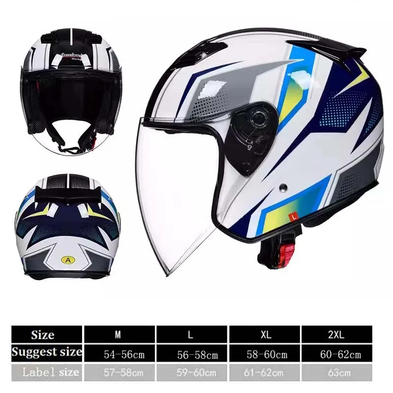 thumbnail image 1 of Casco de motocicleta de otoño para hombre, casco de carreras abierto con tanque, accesorios para motocross, cascos con lentes grandes, 1 of 5