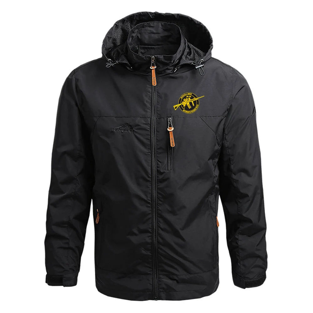 Windproof Hoodie Coat Man Graphic Slim Fashion Jacket
