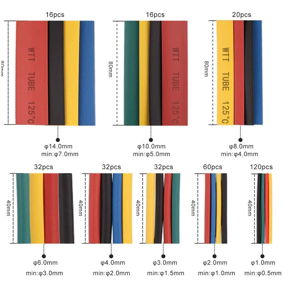 678 Wire Terminal Sets 350 Crimp Terminal Mating Connectors + 328 2:1 Heat Shrink Assorted Insulating Shrink Sleeve Sets dc series motor