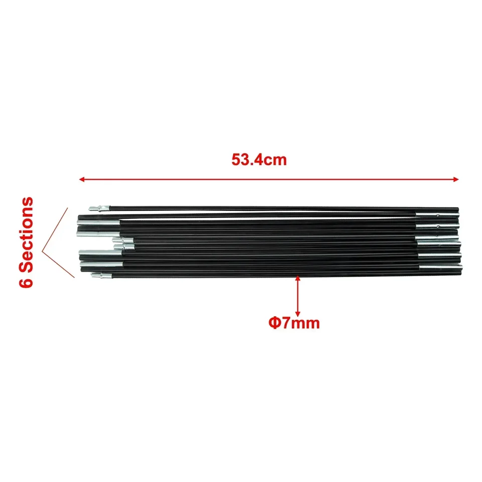 Kit Pali Per Tenda In Fibra Di Vetro Da 3,96 M – 2 Pali Pieghevoli Da 7 Sezioni, Universali, Leggeri E Antiruggine, Per Tende Da 3-4 Persone