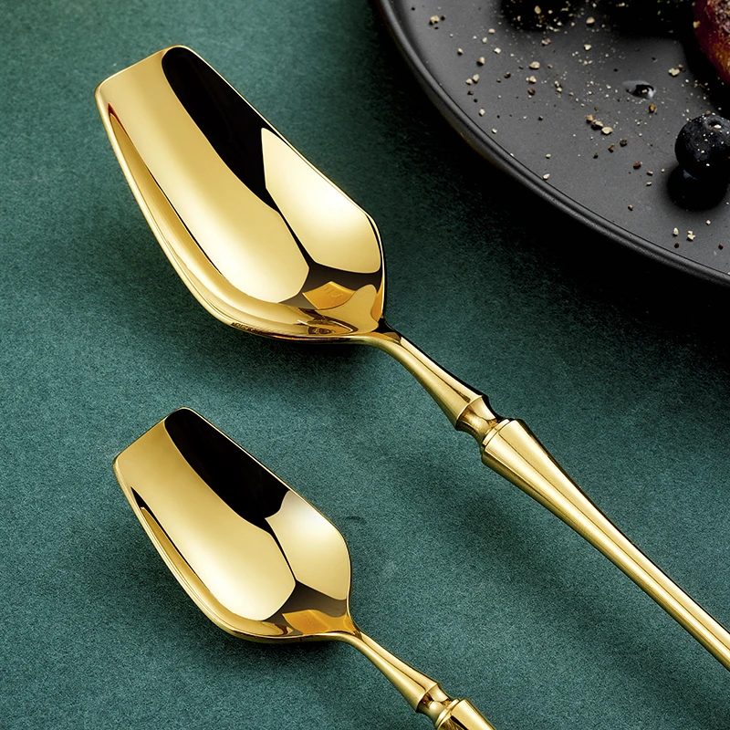 Gold 18/10 Stainless Steel Dinnerware Luxury Cutlery Meat Knives Fork Spoon Tableware Western Food Restaurant Dishwasher Safe Cutlery Set Western Style Cutlery Set Stainless Steel Cutlery Set