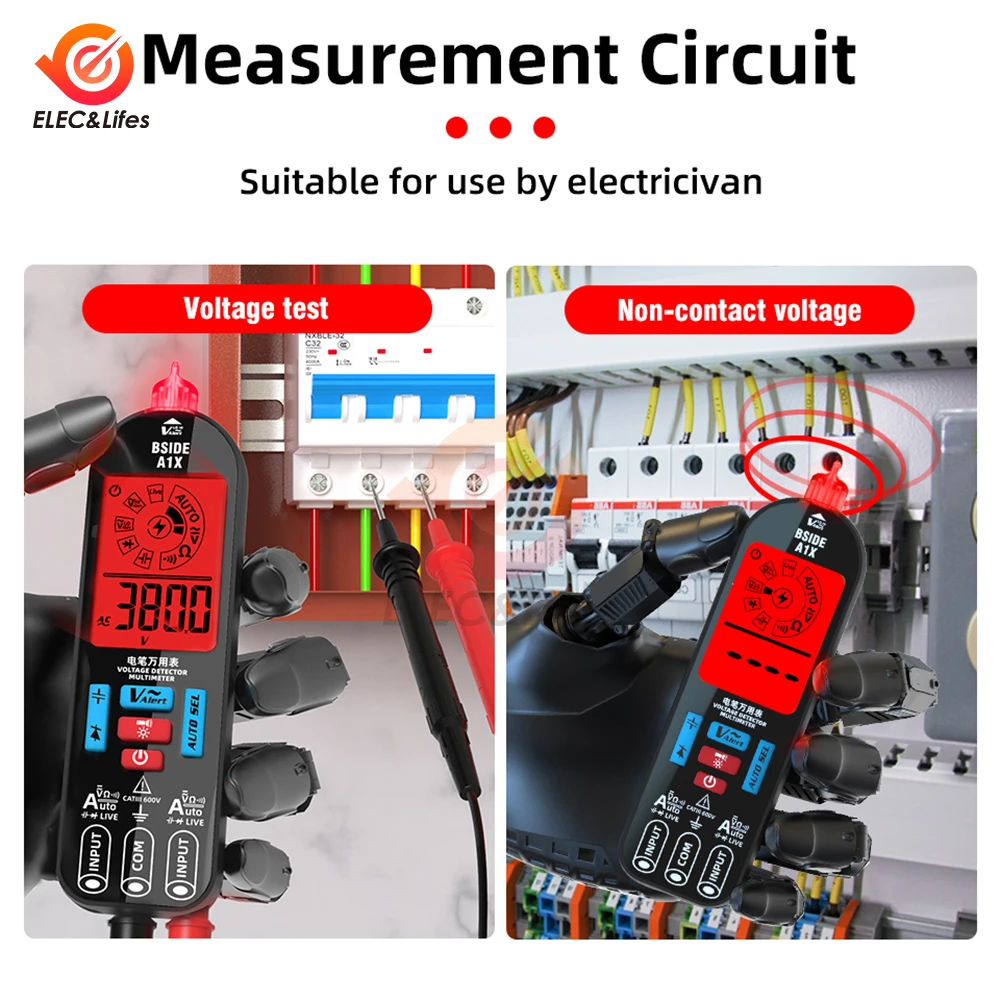 A1X Mini Multimeter LCD Digital Tester Voltage Detector DC/AC Voltage Frequency Resistance NCV Continuity Supports Fast Charging