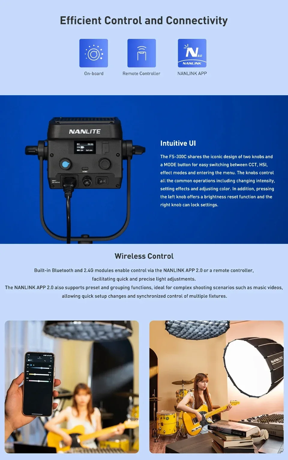 Nanlite FS-300C RGB Continuous Video Light 2700K-7500K LED Photography Lighting