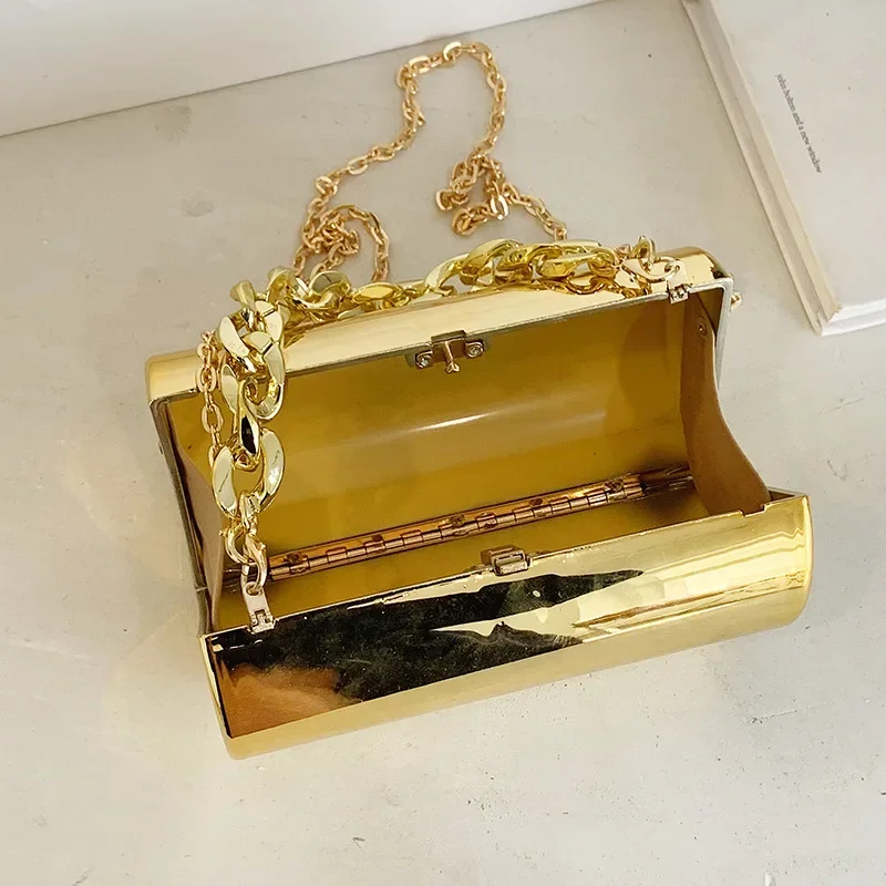 Women's Handbag Bags For Women 2026 Party Clutches Fashion Cylinder Mini Evening Purse Crossbody Shoulder Bag Gold Box Clutch