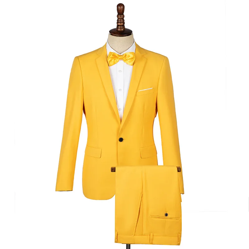 

841Yellow business formal suit men's large size suit suit groom wedding dress color coat