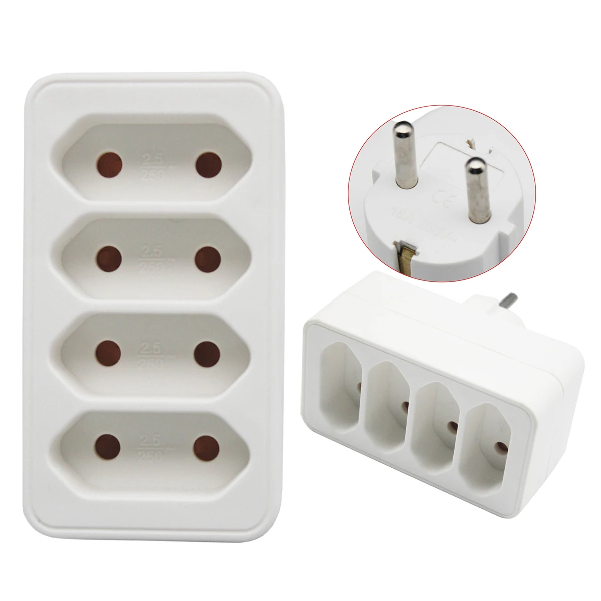 1ชิ้นตัวแปลงปลั๊กไฟยุโรปปลั๊กแปลงสามรูขยายได้อเนกประสงค์ปลั๊กแปลงพลังงาน10A 250V 1