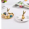 Exquisite European Style Ceramic Animal Bowls/Plates/Trays for Jewelry Storage with Golden Horse and Rabbit Design 2