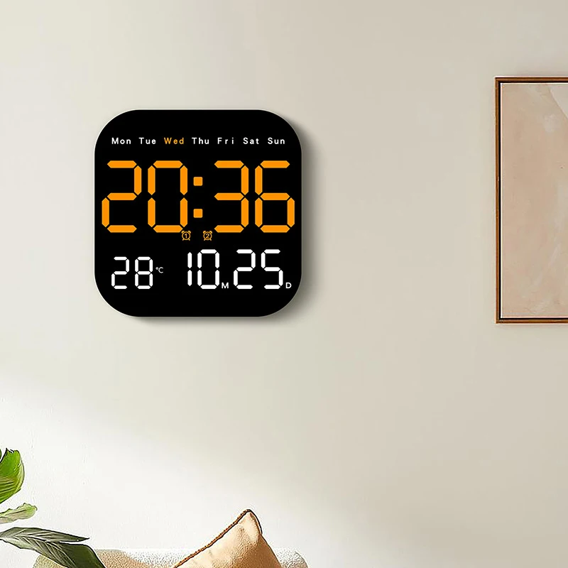 LED Digital Wall Clock Temperature Date Week Display Remote Control Timing Electronic Alarm Clock Living Room Bedroom Decor digital wall clock smart led wall clock