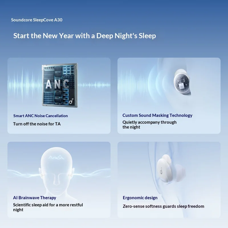 Soundcore Sleep A30 D1301 ANC 무선 이어폰 이어버드 고주파 소음 감소 소형 귀마개 800MAH 인이어 노트북 PC