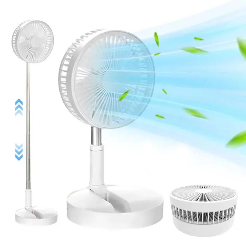 Foldable Telescopic Wireless Portable Desk Fan Usb Rechargeable Built-In Battery Oscillating Standing Air Cooling Fan 1