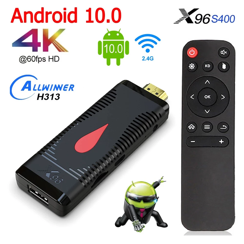 TV Stick Android 10.0 X96 S400 TV Stick Android X96S400 Allwinner H313 Quad Core 4K 60fps 2.4G WIFI 2GB 16GB TV Dongle VS X96S mini tv sticks