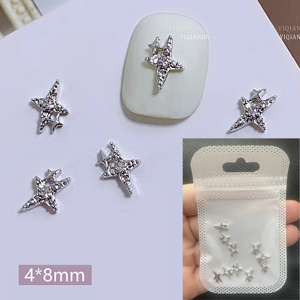 10Pcs Diamond Stars Nail Art Charms 3D Gold Silver Cross Star Gems Crystals  Nail Decoration Luxury DIY Manicure Accessories - AliExpress