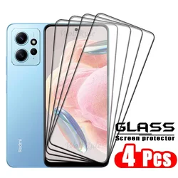 4 - Pack Full Cover Tempered Glass Screen Protector for Note 12 4G (4 Front Glass)