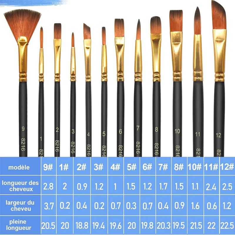 12-Piece Nylon Artist Brush Set 6