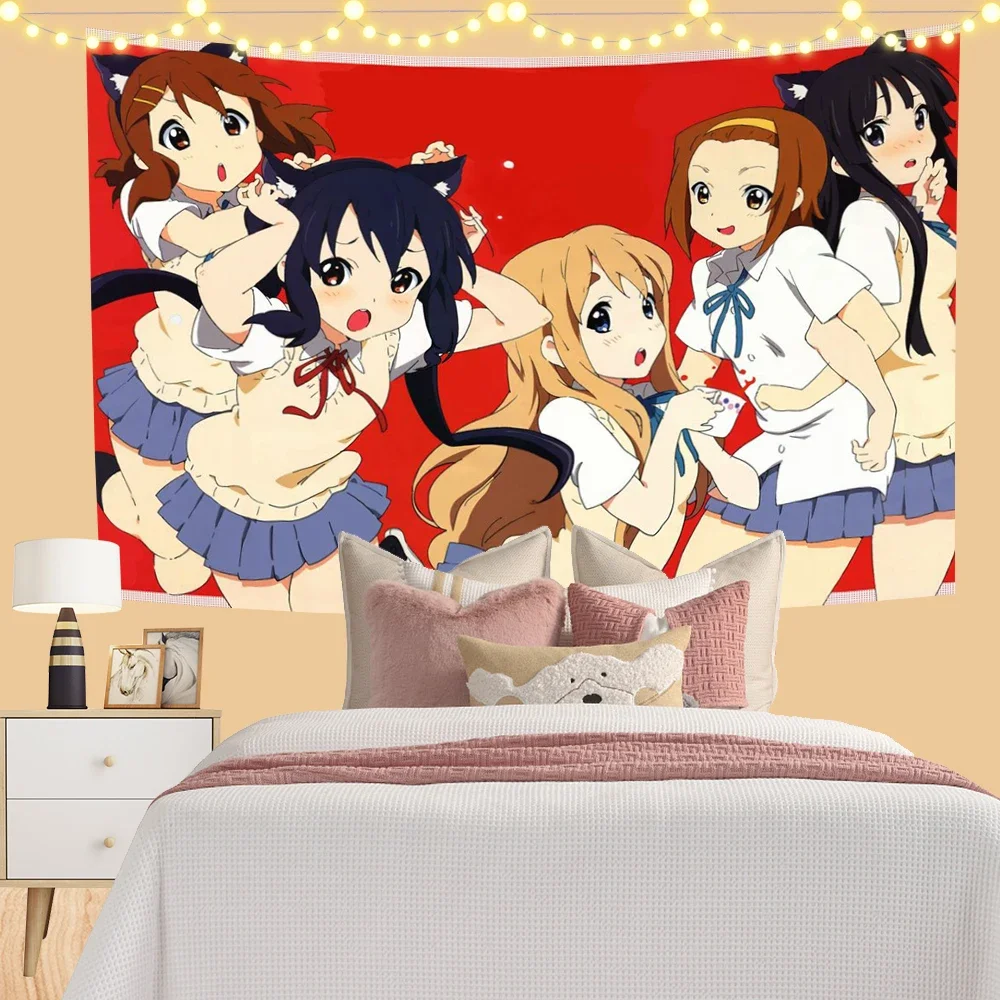 Anime Wall Hanging Tapestry Japan Kawaii K-ON! Room Decor Aesthetic Decorative Cartoon Photo Background Cloth Table