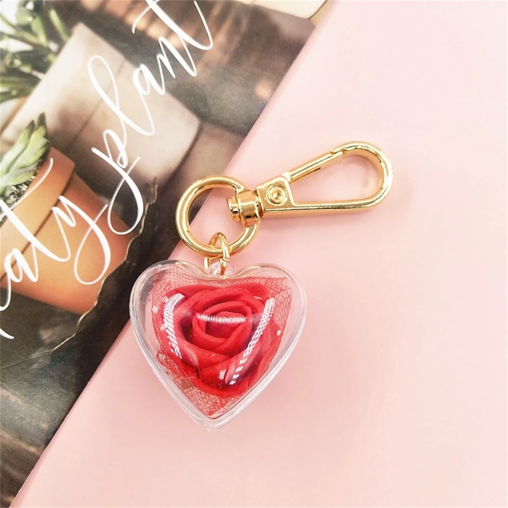 SWJEWEL 4pcs Flower Keychain Cute Handbag Key Chain Personalized Key Ring Golden for Women Girls Car Creative Gift