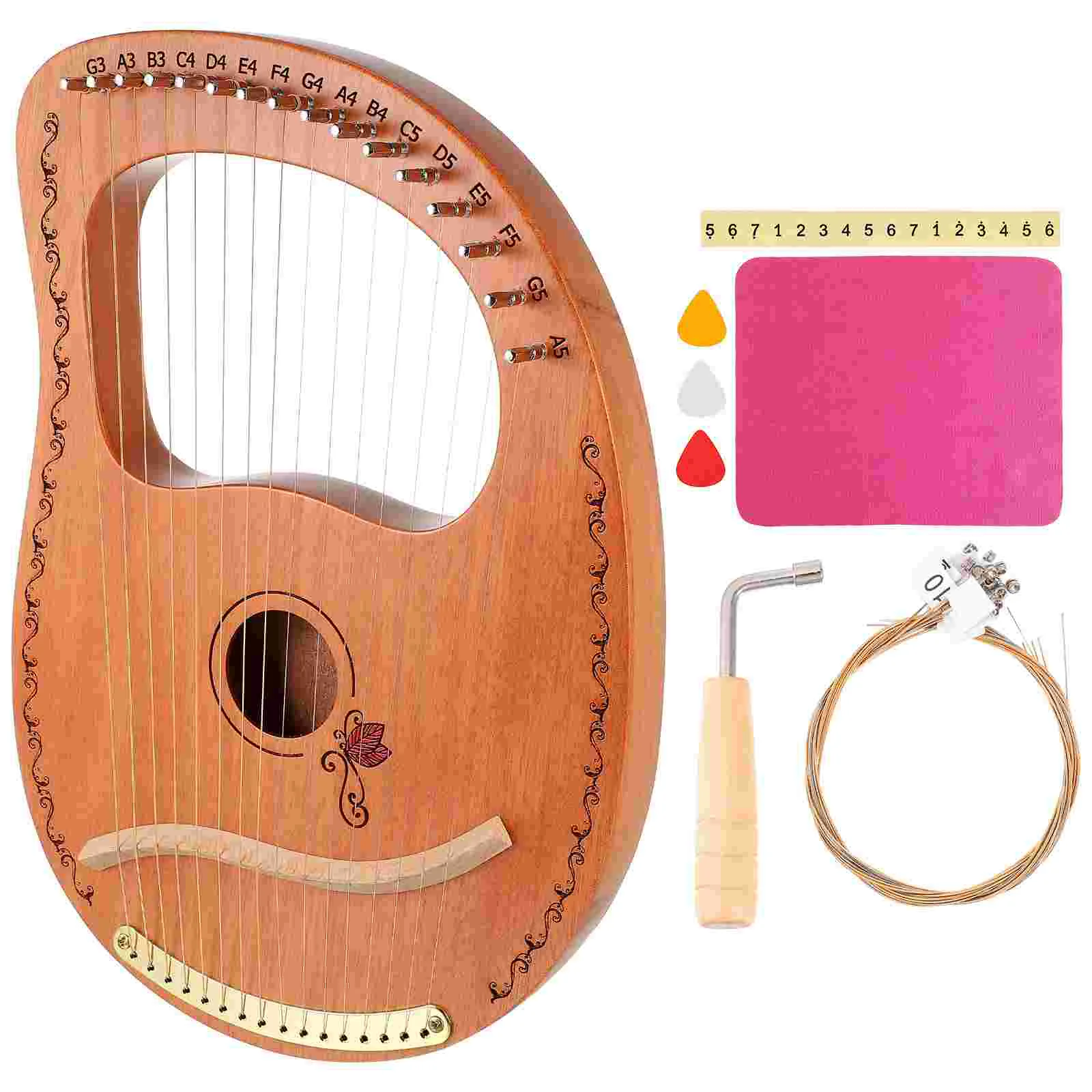 

16 струн Lyre Wood 16 струн Harp практичный Деревянный инструмент музыкальные нежные инструменты