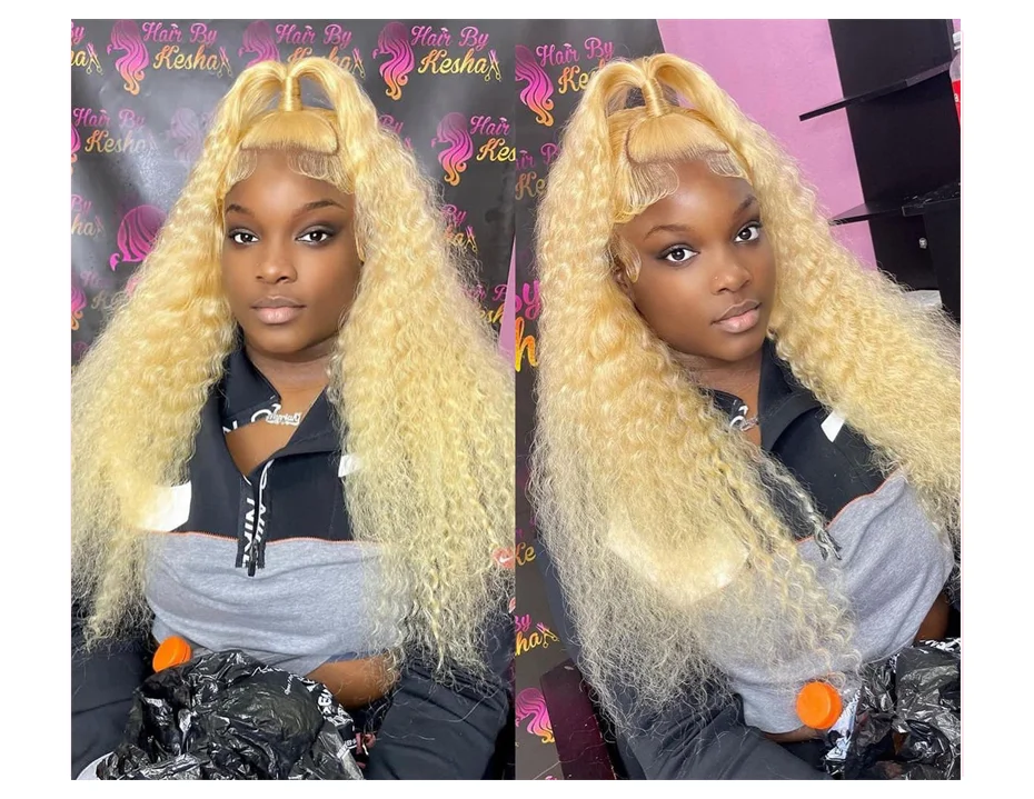 Tiefe Welle 13x4 13x6 Spitze Front Menschliches Haar Perücke Preplucked 613 Blonde Farbe Lockige Perücken Für frauen Brasilianische Transparente Frontal Perücke – Detail 5