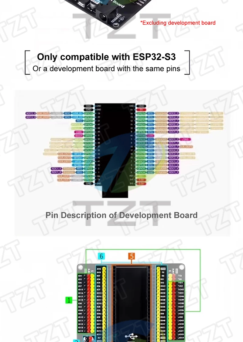 1/3PCS ESP32-S3 GPIO Erweiterung Boards 44Pin Digitale IO Pins DC-Powered ESP32 S3 IOT Entwicklung Board für Arduino IDE – Detail 2
