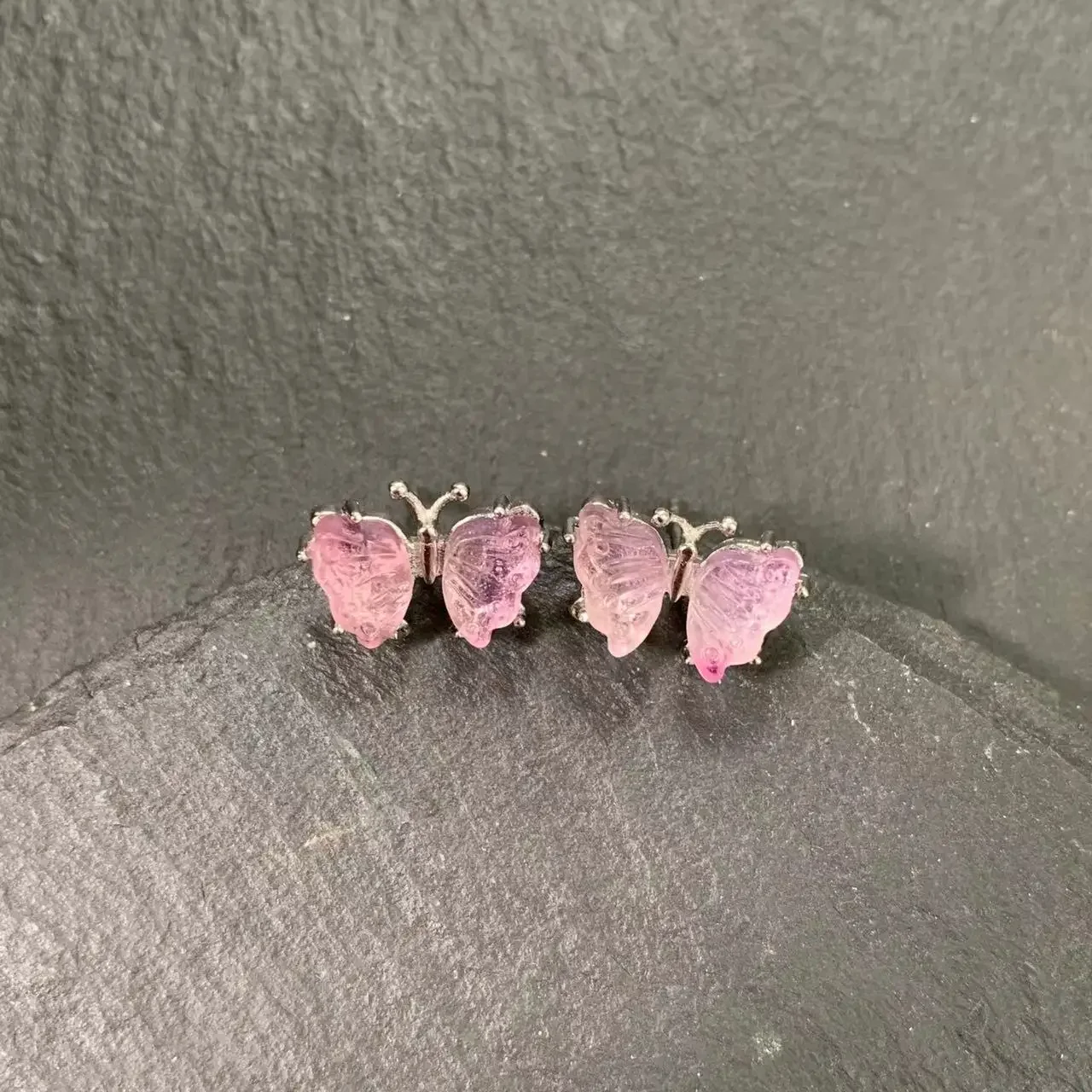 Butterfly Natural Fluorite 925 Sterling Silver Stud Earrings for women Jewelry Gift Prevent allergy gem jewelry Genuine stone