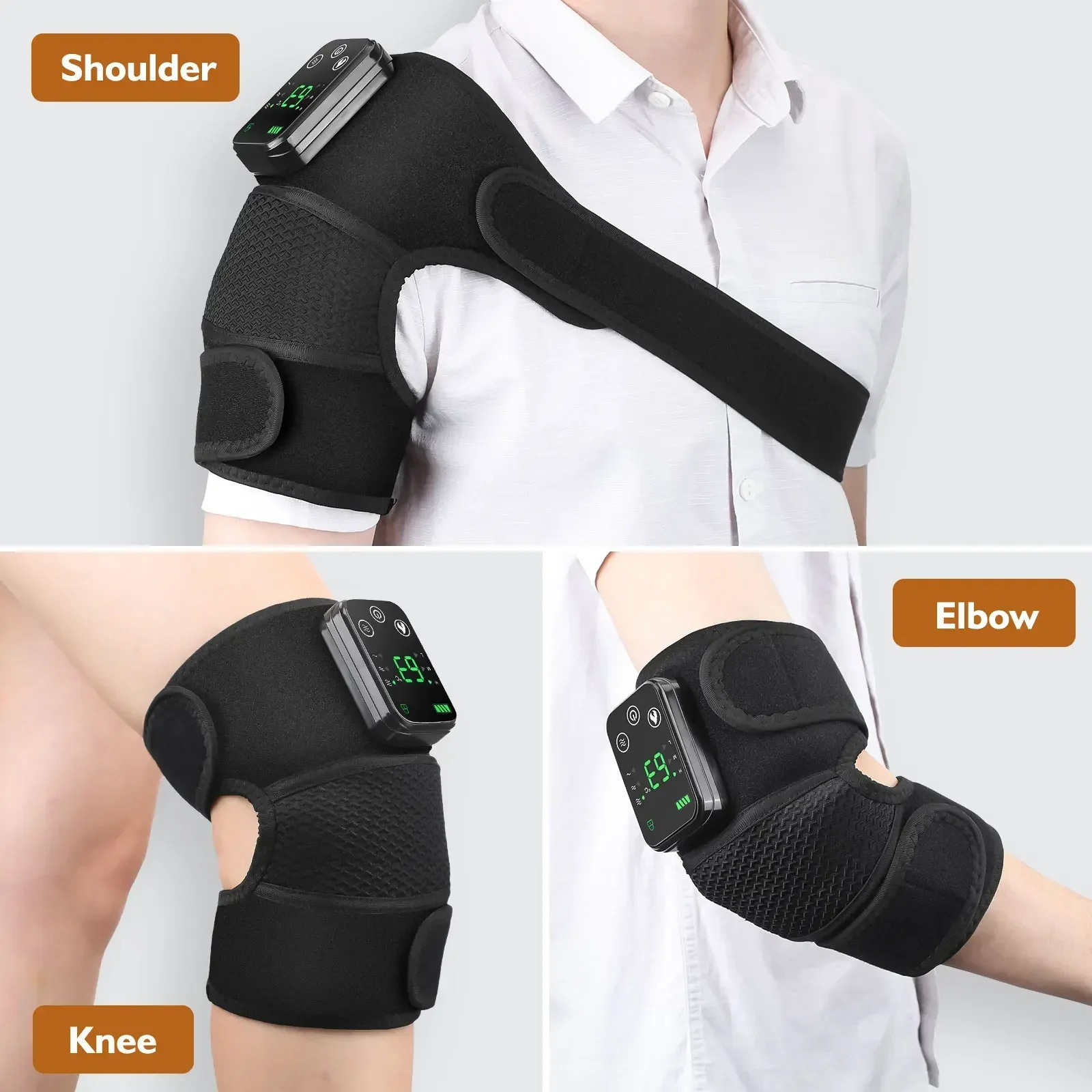 Eletric Heating Device Vibration Physiotherapy Knee Pads for Elbow Joint Osteoarthritis Rheumatic Pain Warm Massage_voghion.com
