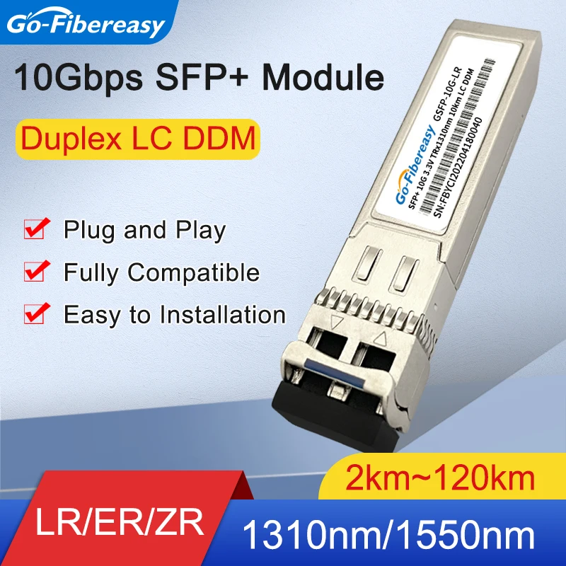 Modulo Ottico Sfp 10Gb Single Mode 2Km ~ 100Km Duplex Lc Sfp + Ricetrasmettitore 10Gbase-Lr/Er/Zr 1310Nm/1550Nm Per 10Gigabit Ethernet