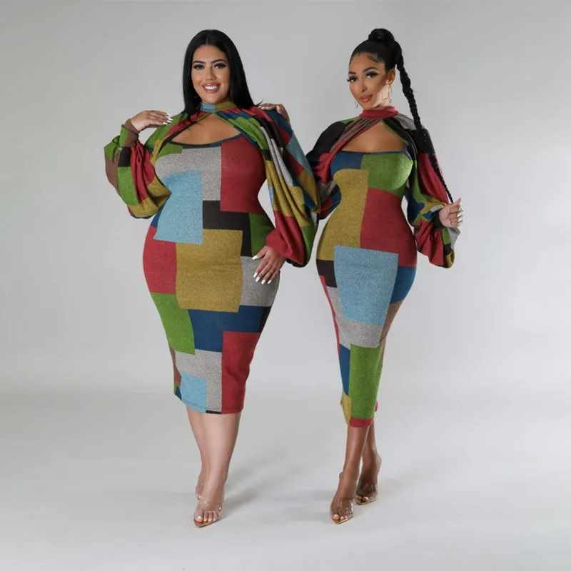 

Elegant Women Bodycon Dress Y2K Chic Clothes Puff Long Sleeve O Neck High Waist Corset Patchwork Slim Fit Dress