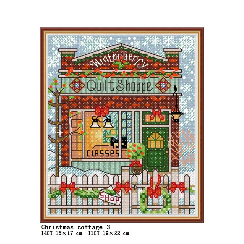 Christmas cottage pattern Mini cross stitch kits 14CT 11CT
