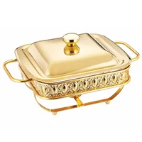 Glass buffet stove square 1.8L golden food heating container glass chafing dish 1