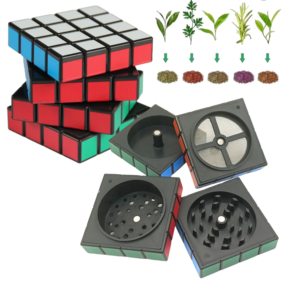 58mm Rubik Cube Herb Grinder 4-layer Pepper Mill Large Salt Spice Mortar Metal Tobacco Grass Raw Grinder Smoking Kitchen Tool salt and pepper grinder,nut spice grinder,herb grinder,herb spice grinder