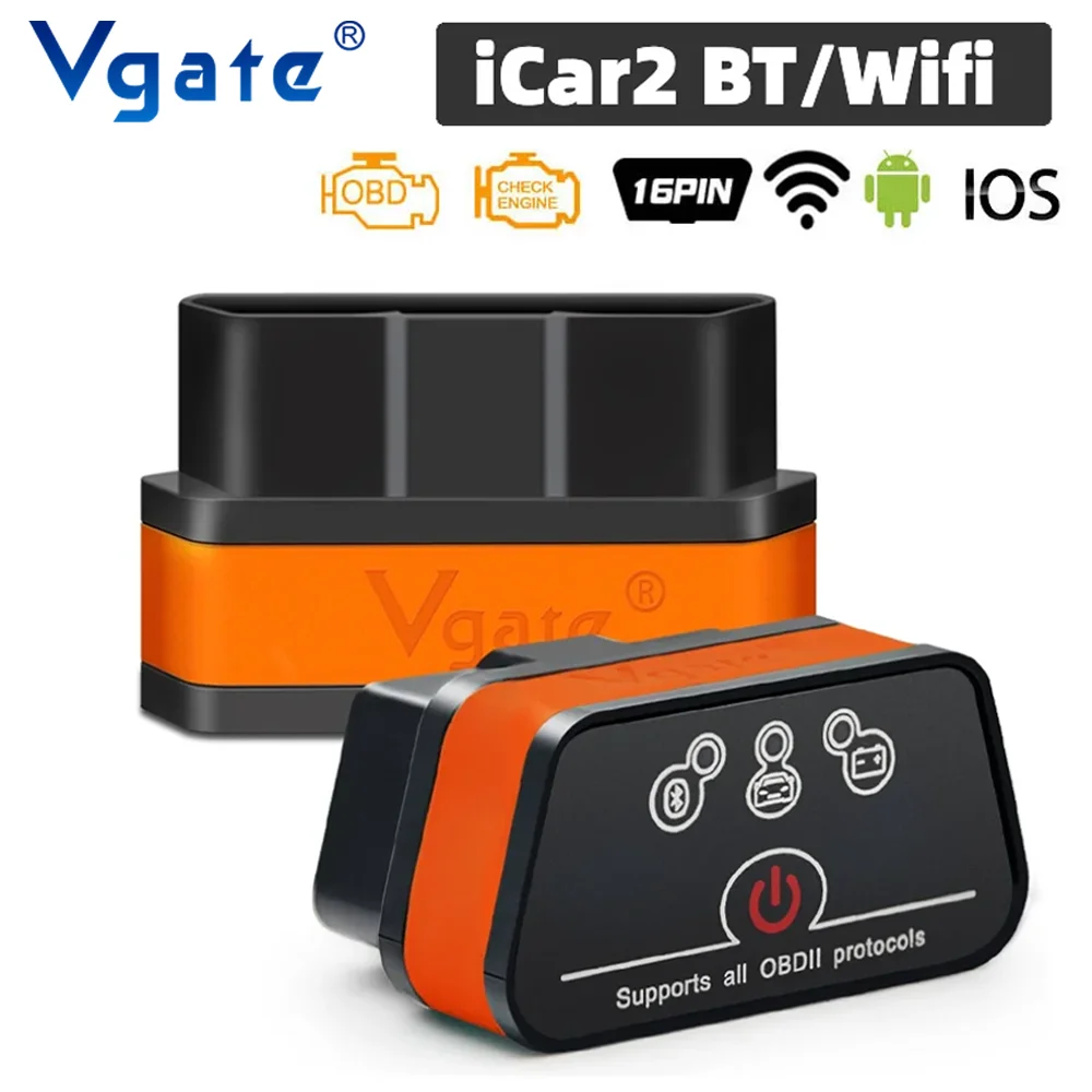 Vgate iCar2 ELM327 V2.2 OBD2 Scanner For Android iOS Bluetooth 3.0 WiFi OBD 2 Car Diagnostic Tool Code Reader PK KONNWEI KW906