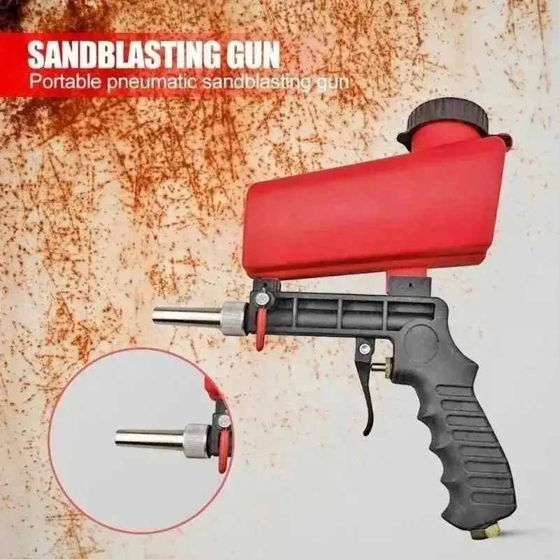 New 2025 Portable Aluminium Pneumatic Sandblaster Spray Gun Sand Removal Blasting Power Machine Gravity Sandblasting Gun Tools
