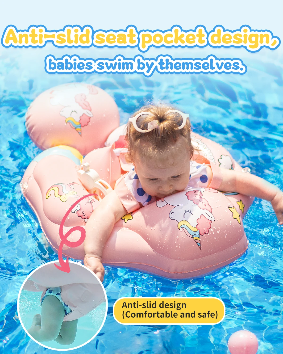 Baby Swimming Float Inflatable Dropshipping Baby Float with Canopy Infant Floating Ring Swimming Chest Floater Float Trainer 5