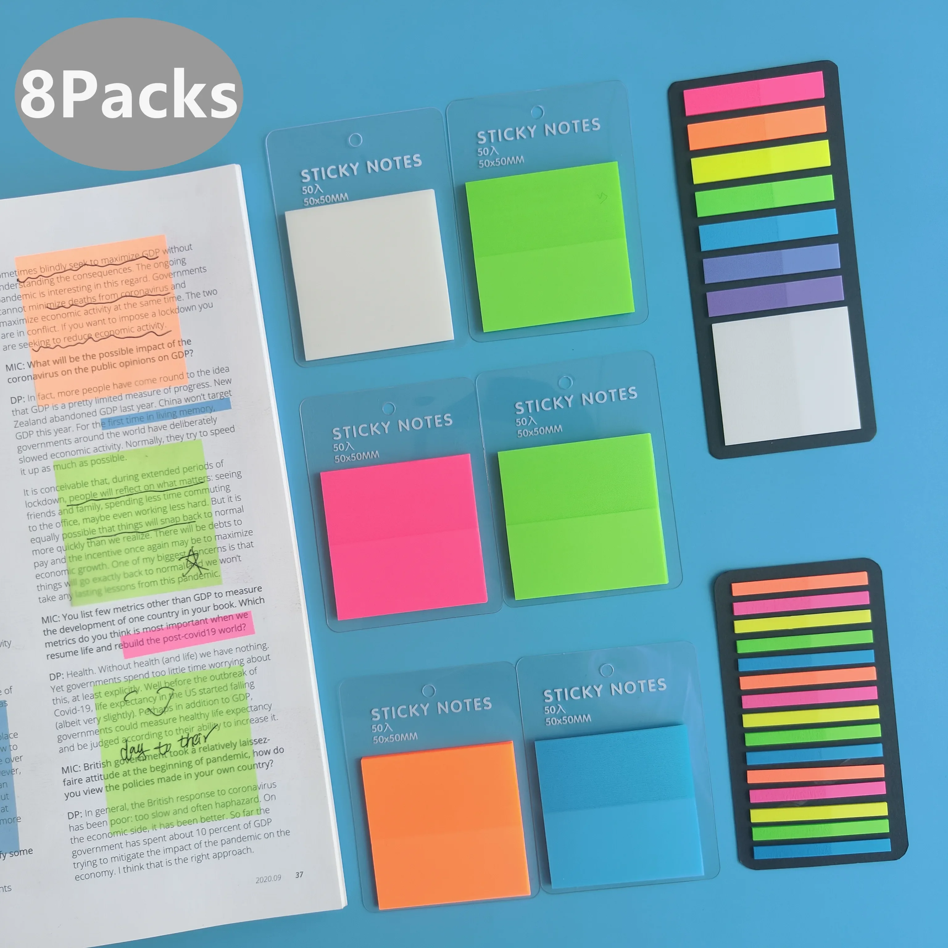 

8 Packs Sticky Note Transparent Sticky Note Index Tabs Arrow Flags Sticky Note for Page Marker Planner Stickers Office School