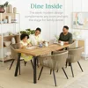 Dining Table Best Choice Products 6-Person Indoor Outdoor Acacia Wood , Picnic Table w/Powder-Coated Steel, 2