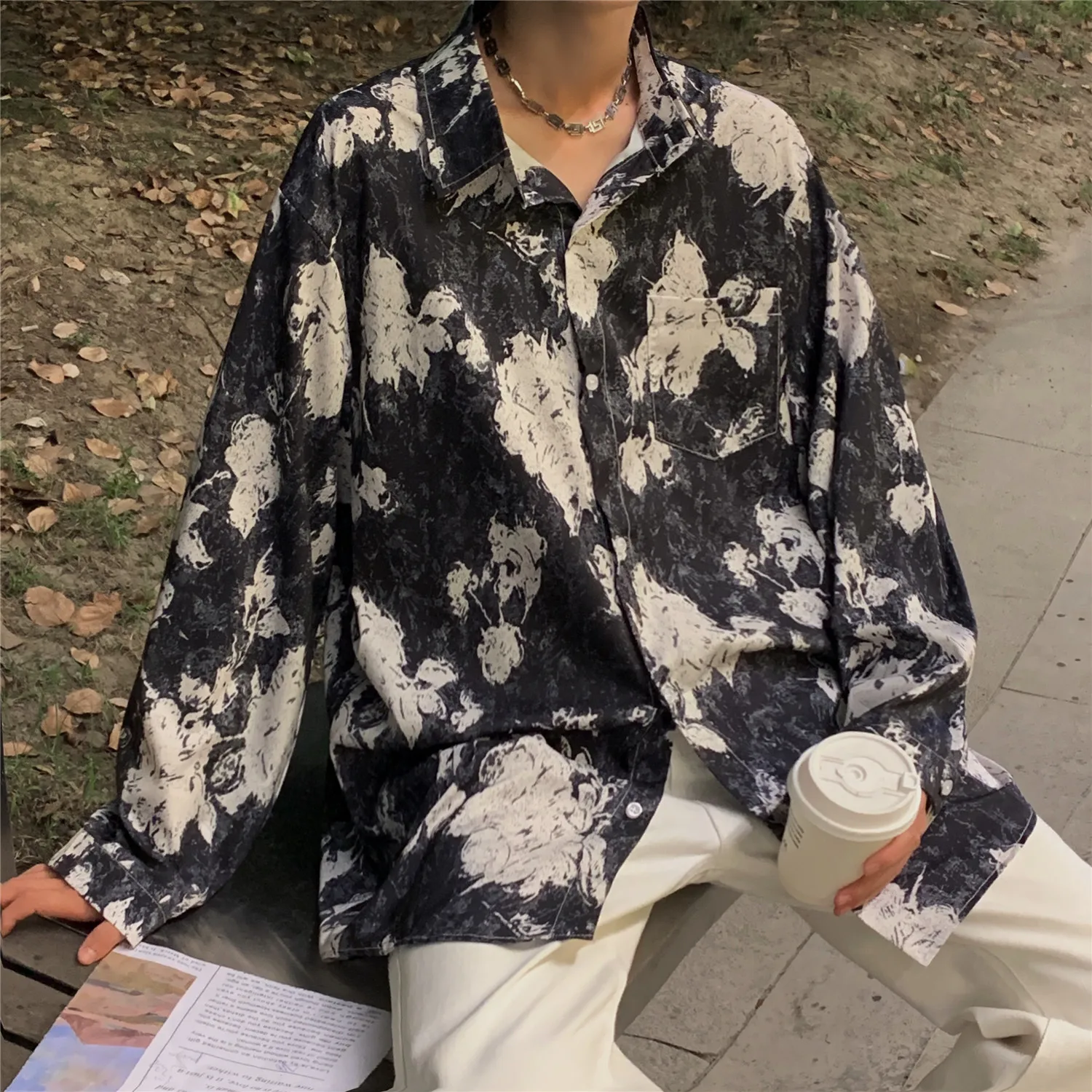 

2023 Men's Fashion Trend Sun Protection Long Sleeved Casual Shirt Loose Printing Multicolour Lapel Collar Shirts M-2XL