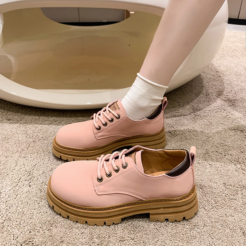 

2022 Lace-up Boots for Womens Fashion British Style Women's Shoes Non-slip Boots Leather Boots Ladies New Modern Boots Women