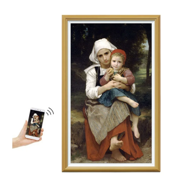 Wall Mount 31.5x19'' LCD Gallery Frames Wood 32inch Wifi Digital Photo Frame Picture Sent Remotely