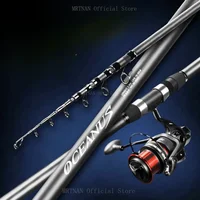 2.1m/2.4m Carbon Fiber Spinning Fishing Rod Super Light Telescopic Fishing Rod Long Distance Handle Sea Pole Lure 30g-200g 2