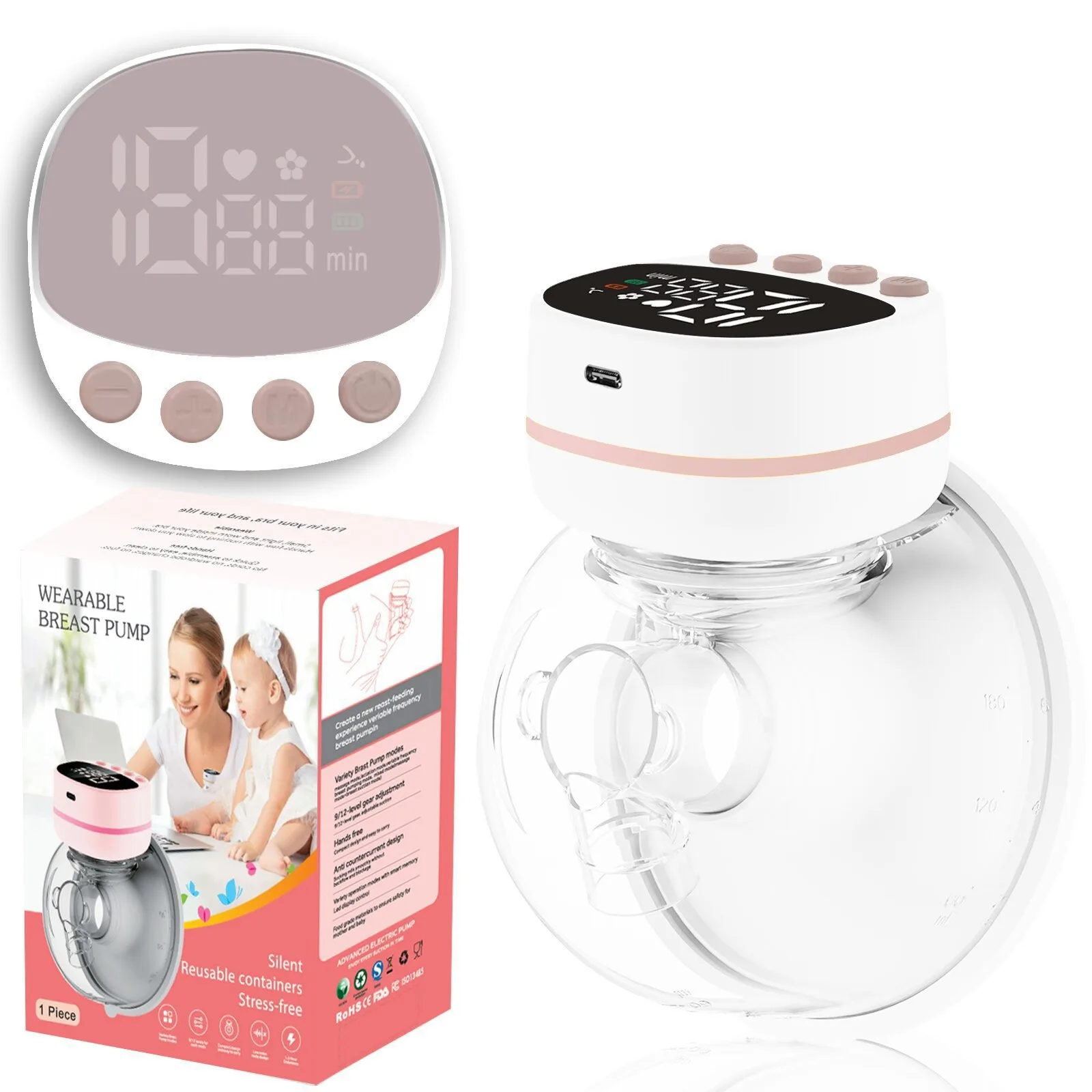 Wearable Breast Pump Fully Automatic Handsfree BPA Free 3 Mode&9 Gear Powerful Breastmilk Collector For Breastfeeding