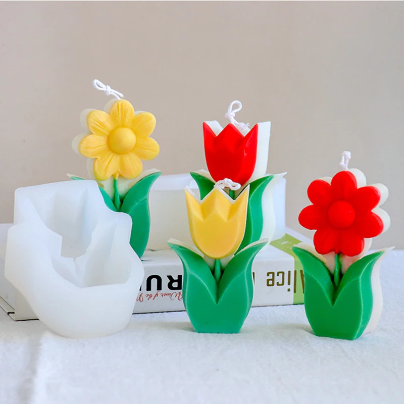 2022 New Tulip Flower Shape Candle Silicone Mold DIY Handmade Soap