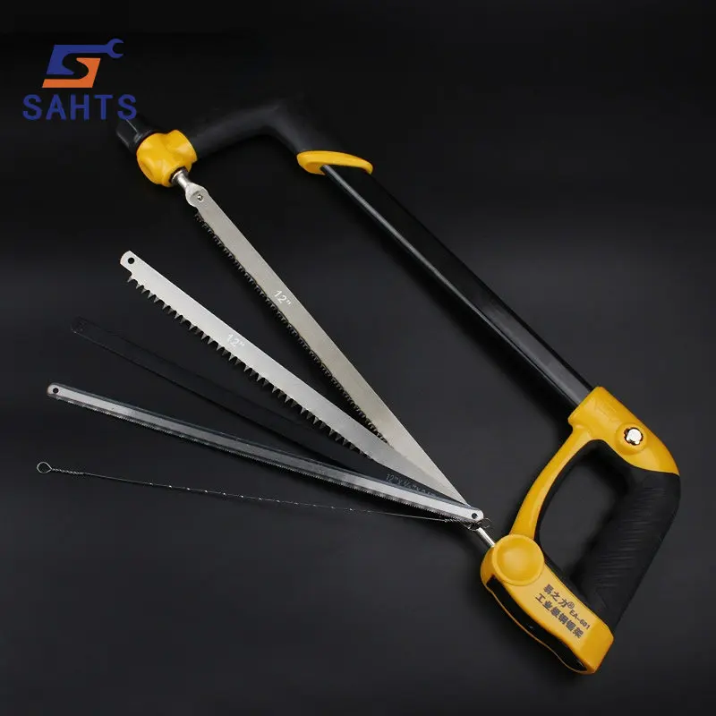 

Ручная ножовка SAHTS с регулируемой круглой трубкой, ручной инструмент с рамой из алюминиевого сплава и удобной ручкой для резки дерева, металлического волокна