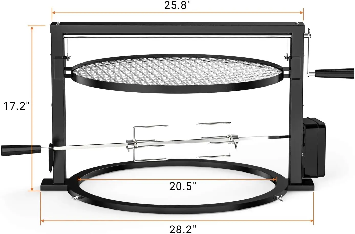 only fire Style Grill Rotisserie System Adjustable Cooking Grate Attachment for Weber 22 inch Kettle Grills - Global 5