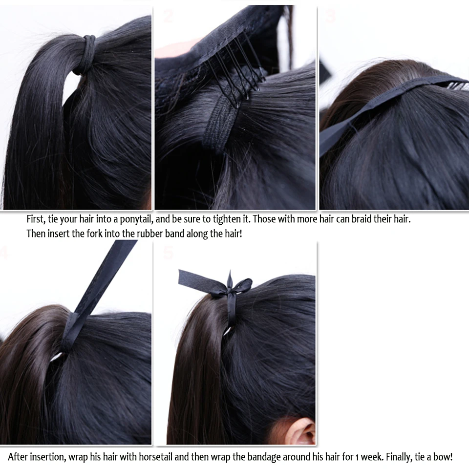 MEIFAN Synthetic Long Wavy Curly Ponytail for Women Ribbon Drawstring Tied to Hair Tail Hair Extension Natural Fake Hairpiece images - 6