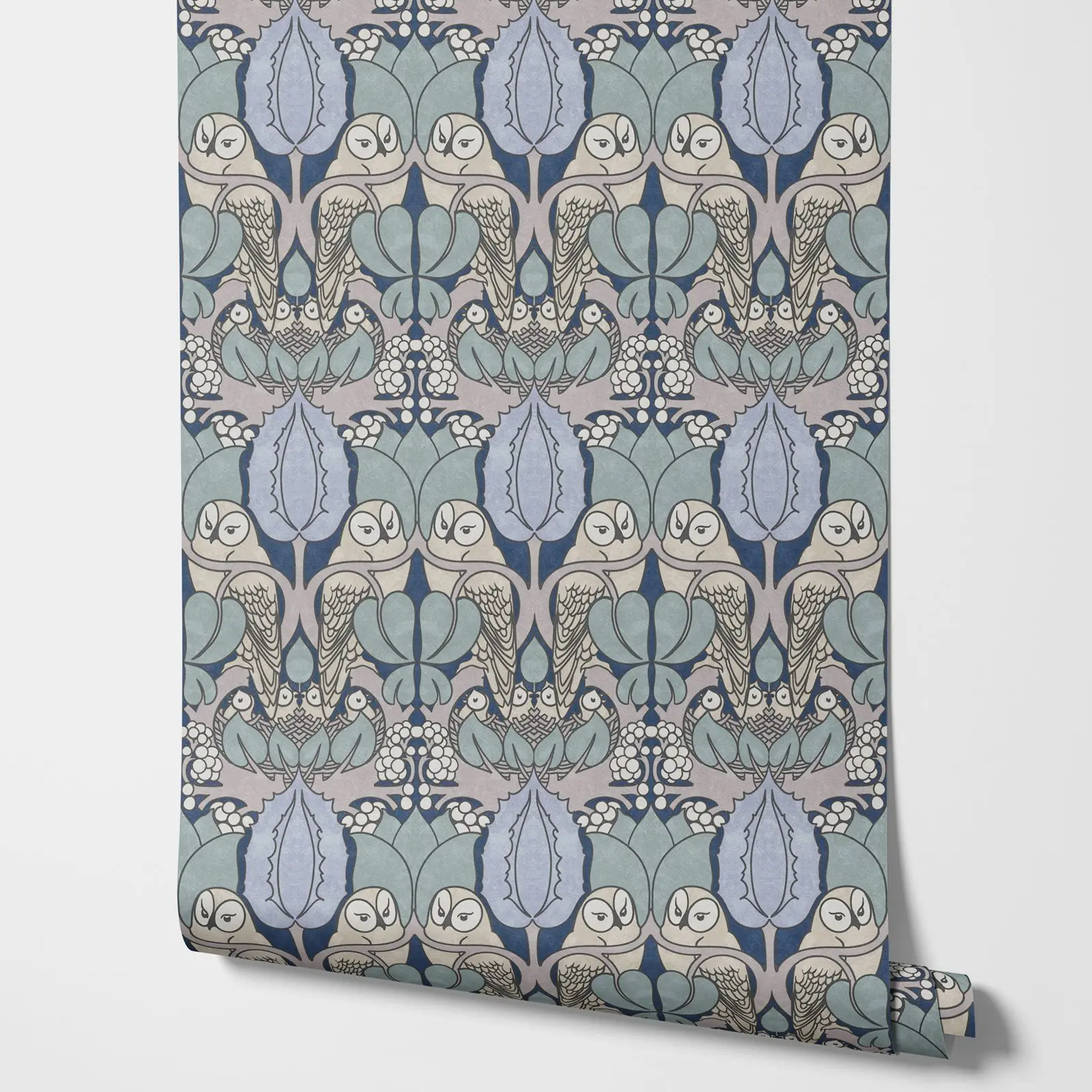 Papier peint de théâtre en ardoise et thym. Papier peint nordique animaux vintage, papiers peints scandinaves